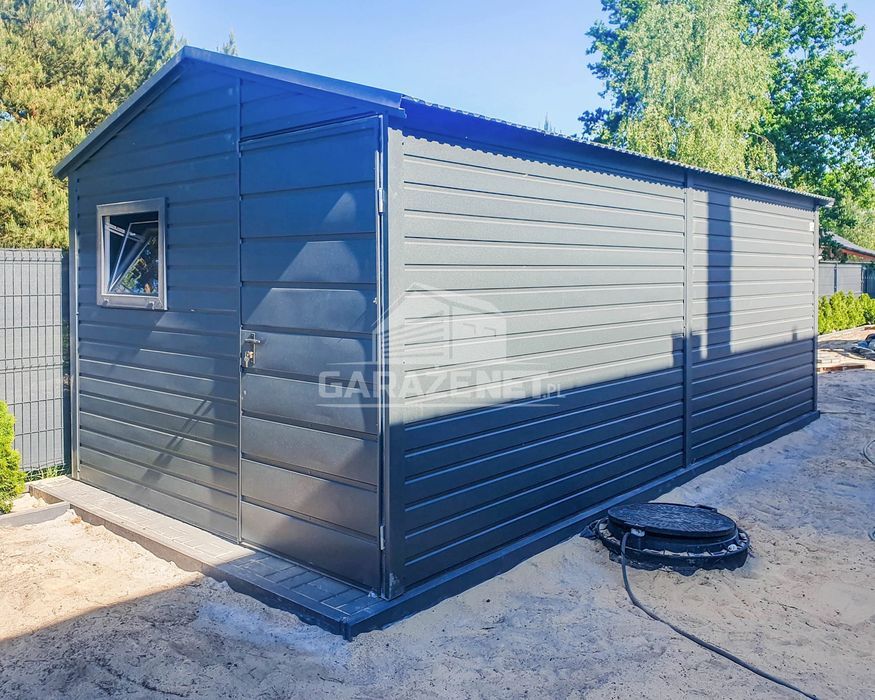 Schowek Domek Ogrodowy 3X6 Drzwi Okno Antracyt Dach Dwuspadowy Ts735