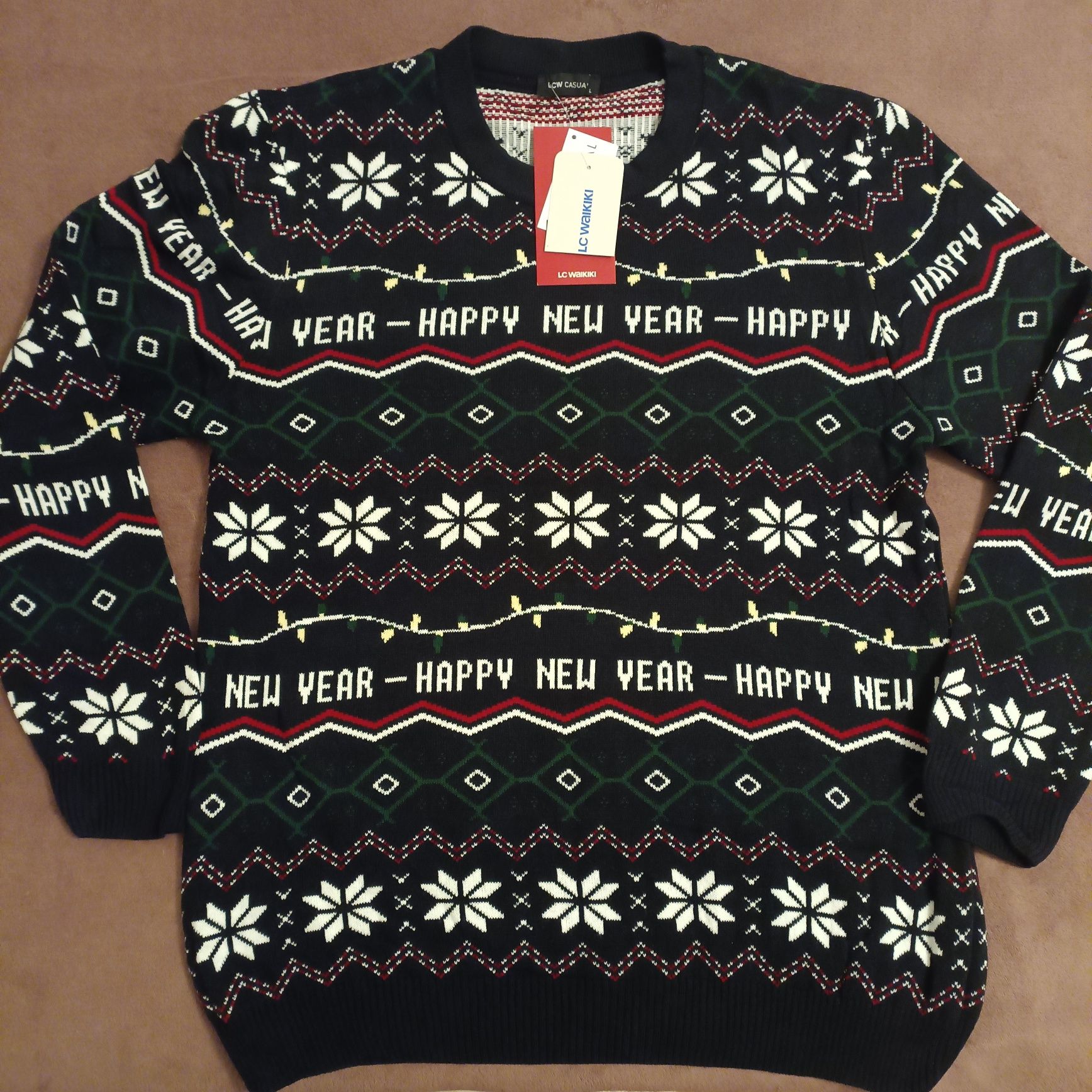 Sweter męski LC Waikiki świąteczny z nadrukiem