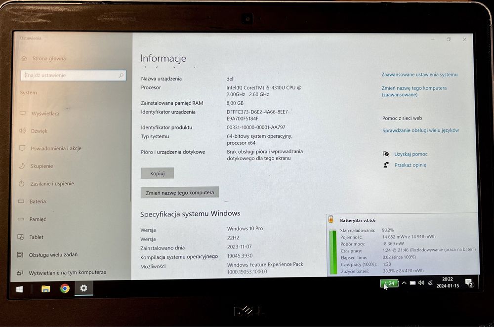 Dell E7440 i5-4310U 8GB 256GB ssd 14 cali Full HD 1920x1080