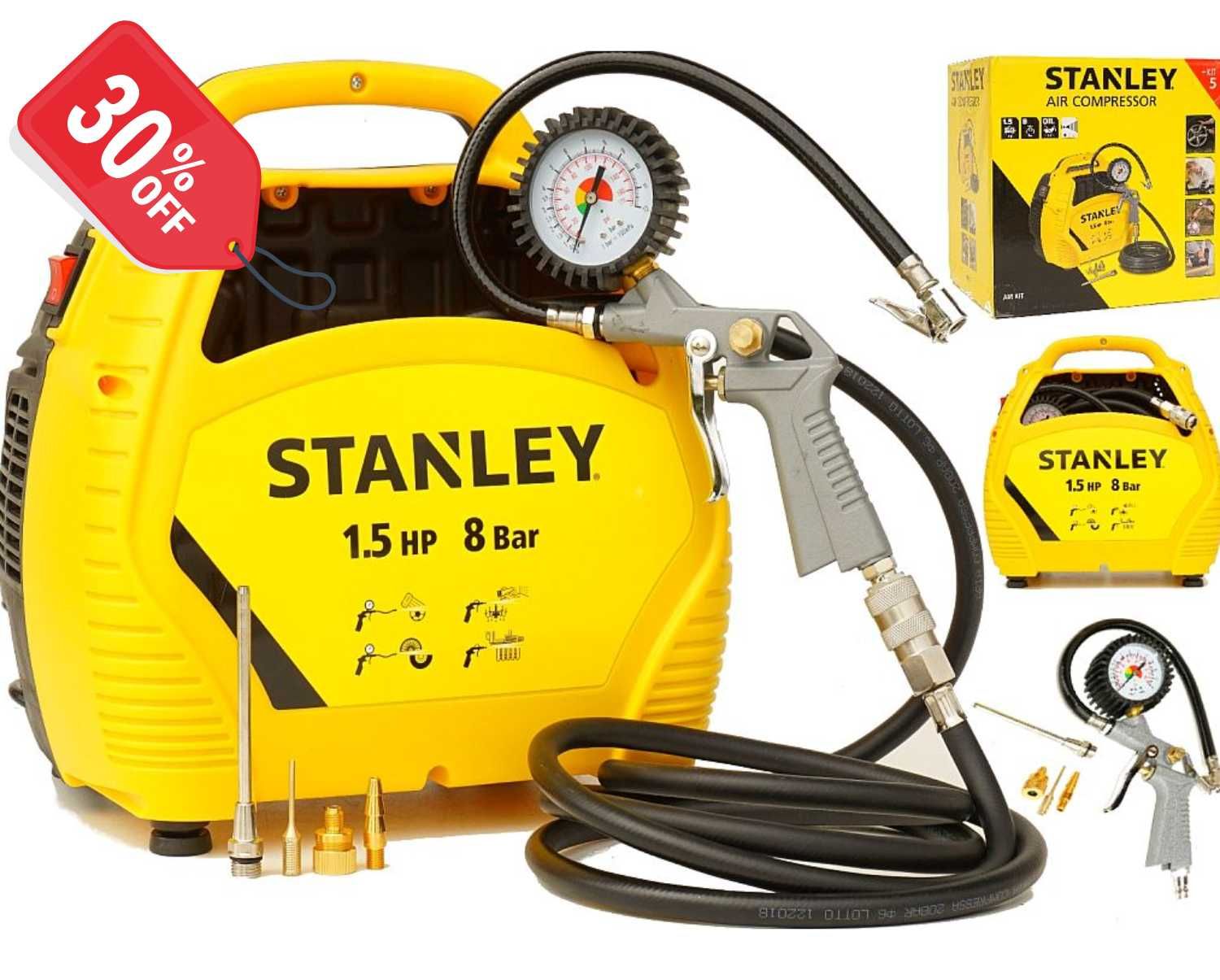 KOMPRESOR Bezolejowy Stanley 1100W Sprężarka + Gratis (WYPRZEDAŻ -30%)