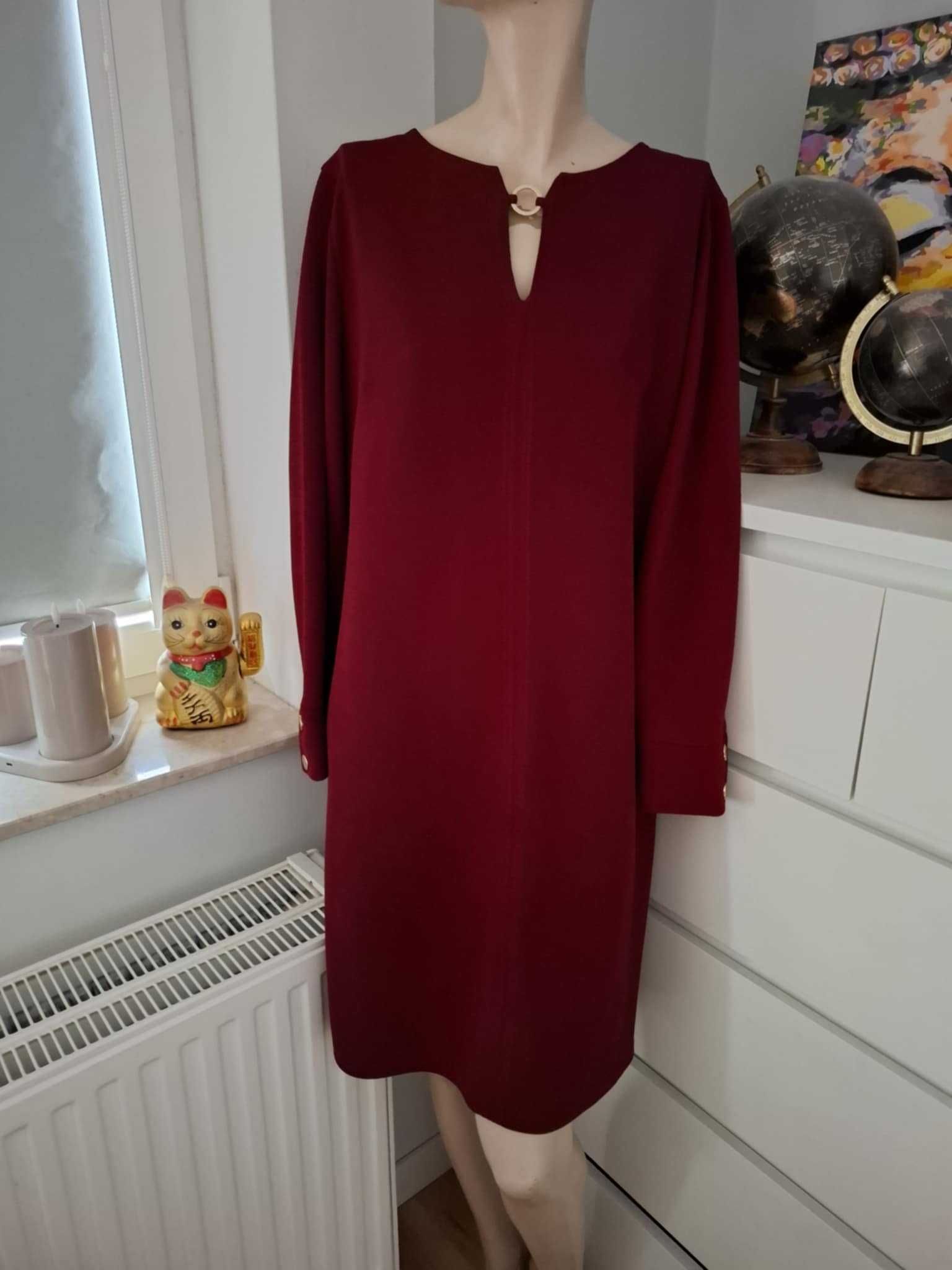 44 Wallis wizytowa elegancka bordowa burgundowa sukienka wieczorowa