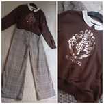 H&M 11-12 zestaw szerokie spodnie dzwony w kratkę i bluza Harry Potter