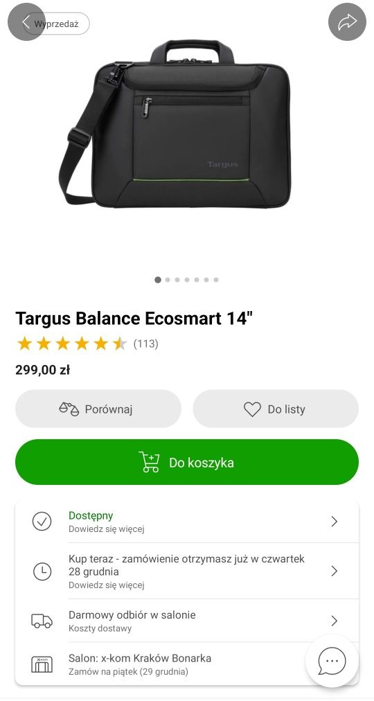 Torba na laptopa 14'' Targus Balance Ecosmart Nowa