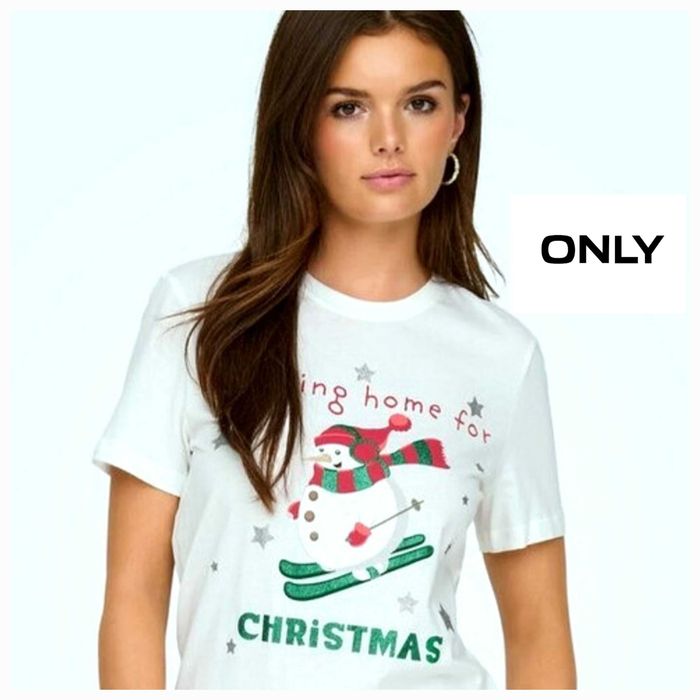 Футболка праздничная новогодняя ONLY р.S со снеговиком,новорiчна.