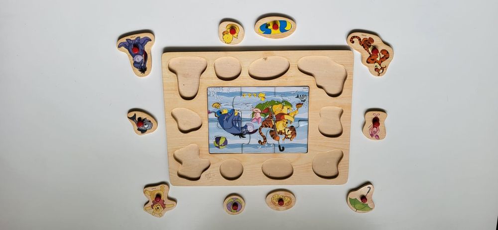 Puzzle układanka Kubuś Puchatek 1+ z uchwytami