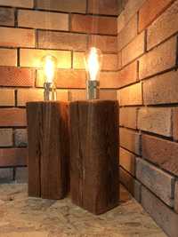 Drewniana lampka nocna, loft, naturalne lampy Wood Art