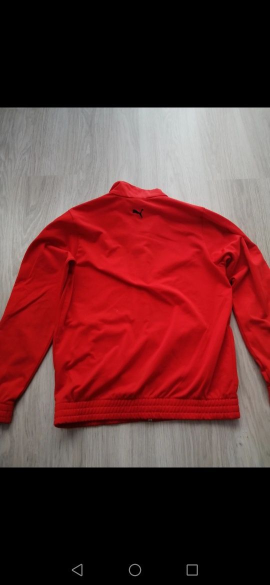 Bluza Puma czerwona na suwak bez kaptura, czarny napis