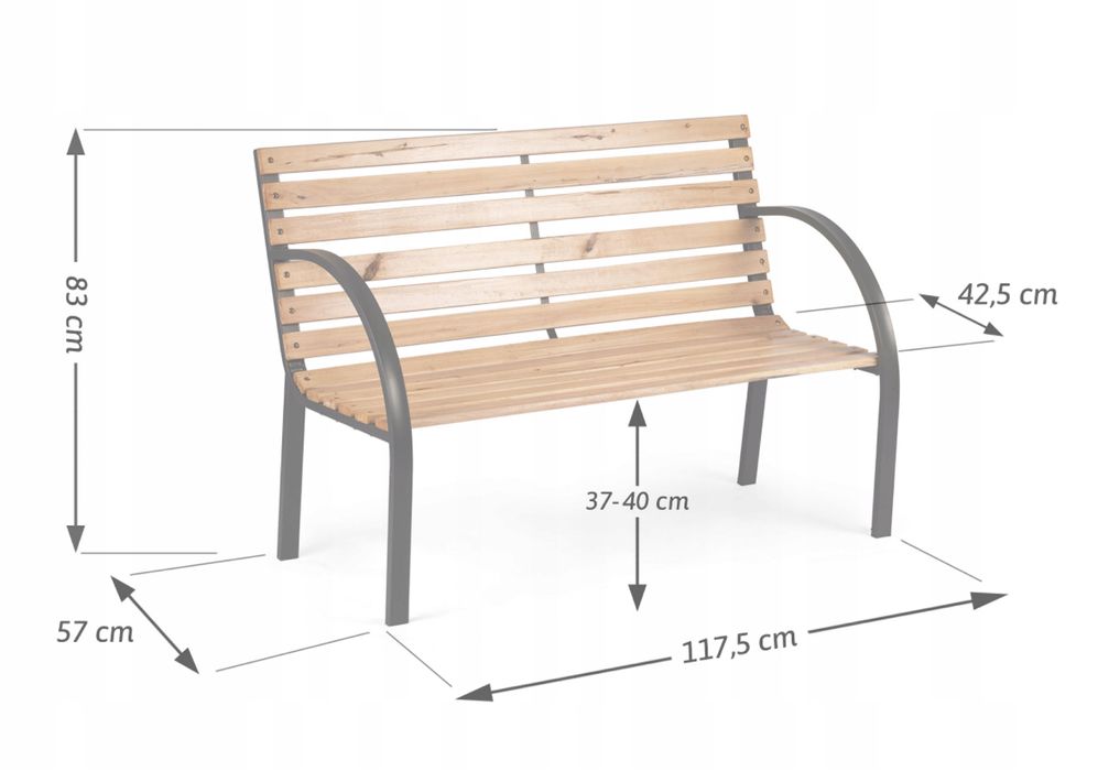 Ławka Ogrodowa Parkowa Metalowa Drewniana 2 Osobowa Ławeczka na Ogród