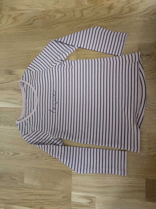 Brązowa w czarne paski koszulka długi rękaw Love 104/110