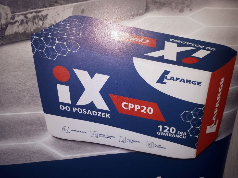 Zaprawa cement iX IX CPP20 Lafarge do posadzek netto 15 zł, wysyłka