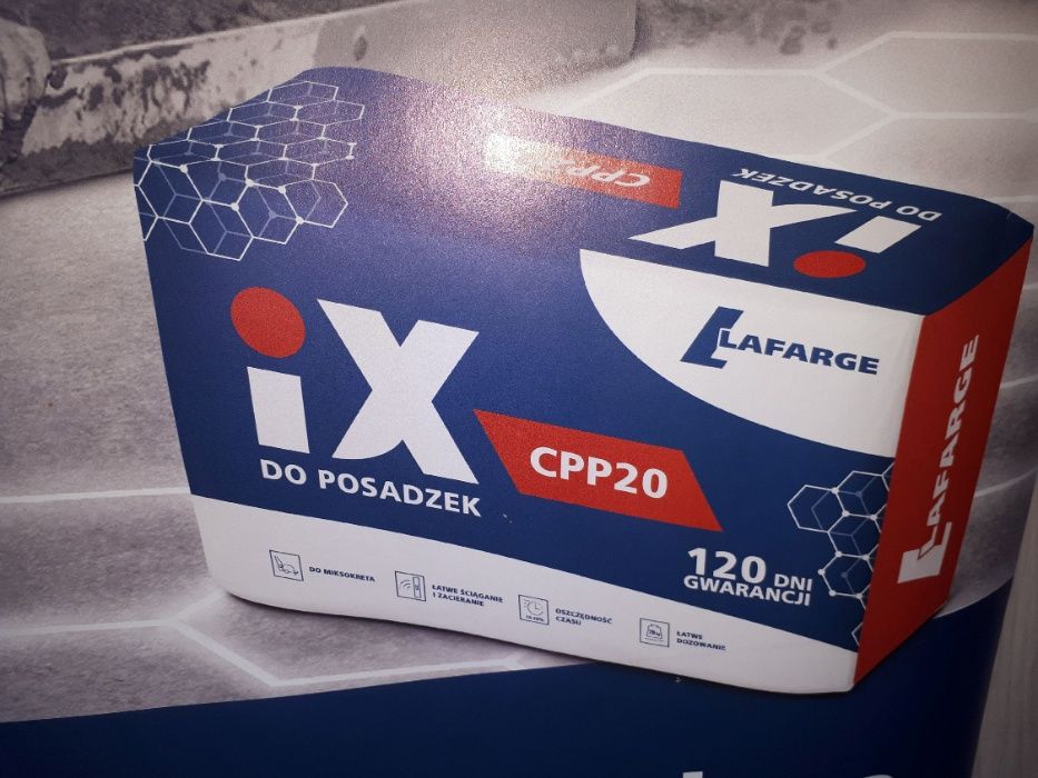 Zaprawa cement iX IX CPP20 Lafarge do posadzek netto 14,80 zł, wysyłka