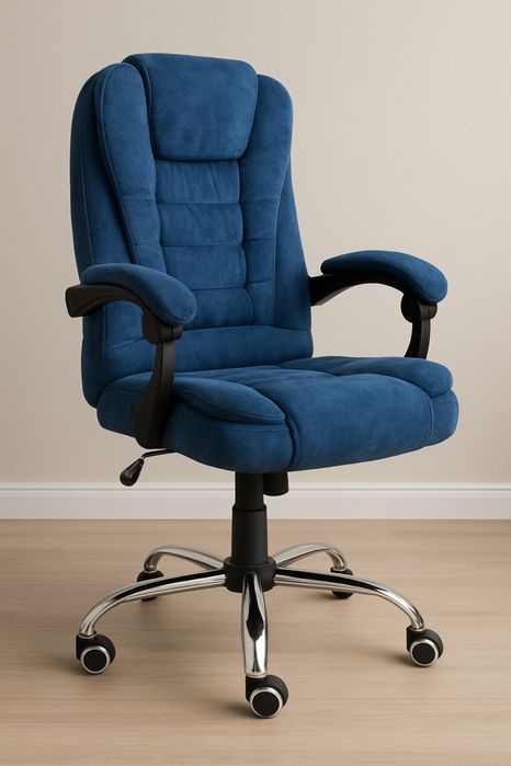 Компьютерное кресло офисное велюровое PREMIUM JRT0337 НОВИНКА Синее