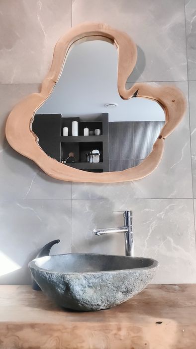 Lustro łazienkowe drewniane salon przedpokój