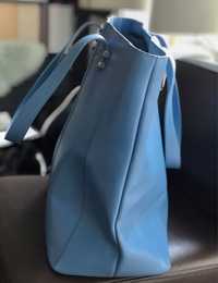Błękitna duża torebka do ręki shopper Verona