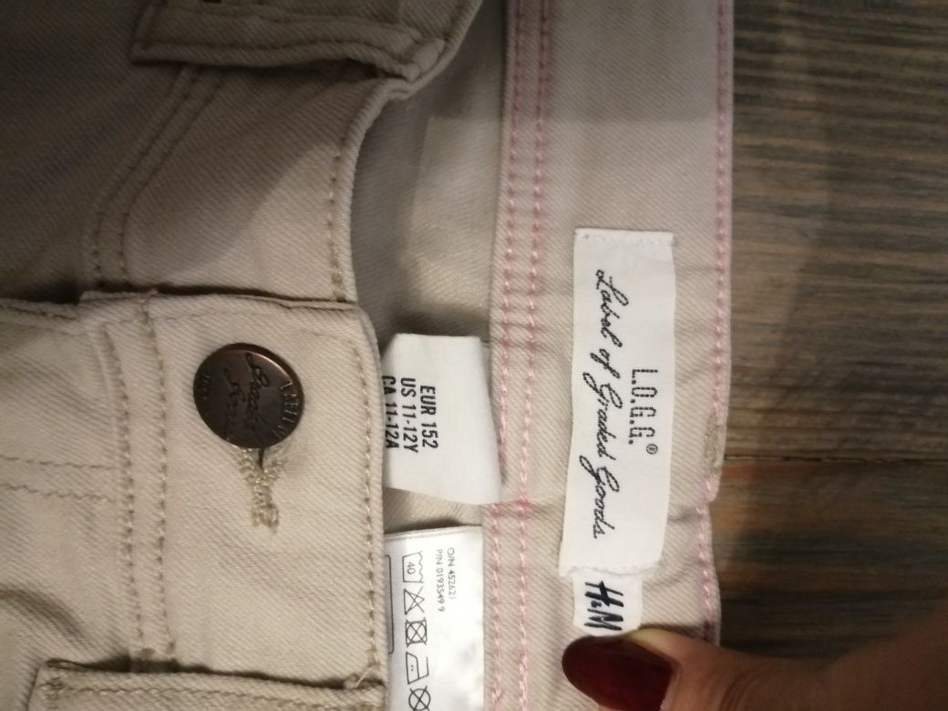 H&m spodnie jeans 152 jasny beż