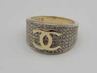 Nowy złoty pierścionek złoto próby 585, rozmiar 17  biale cyrkonie