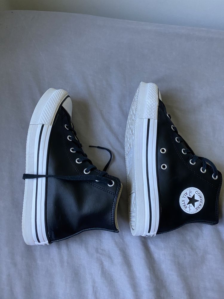 All star CONVERSE plataform black leather