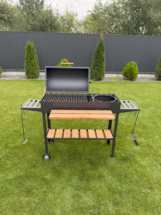 покращений варіант мангалу! гриль-барбекю, метал 5мм, з термометром!