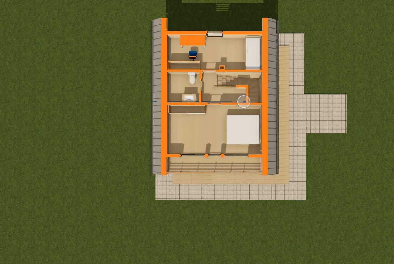 Dom całoroczny, drewniany, 90m2, taras, balkon, piętro 2 pokoje