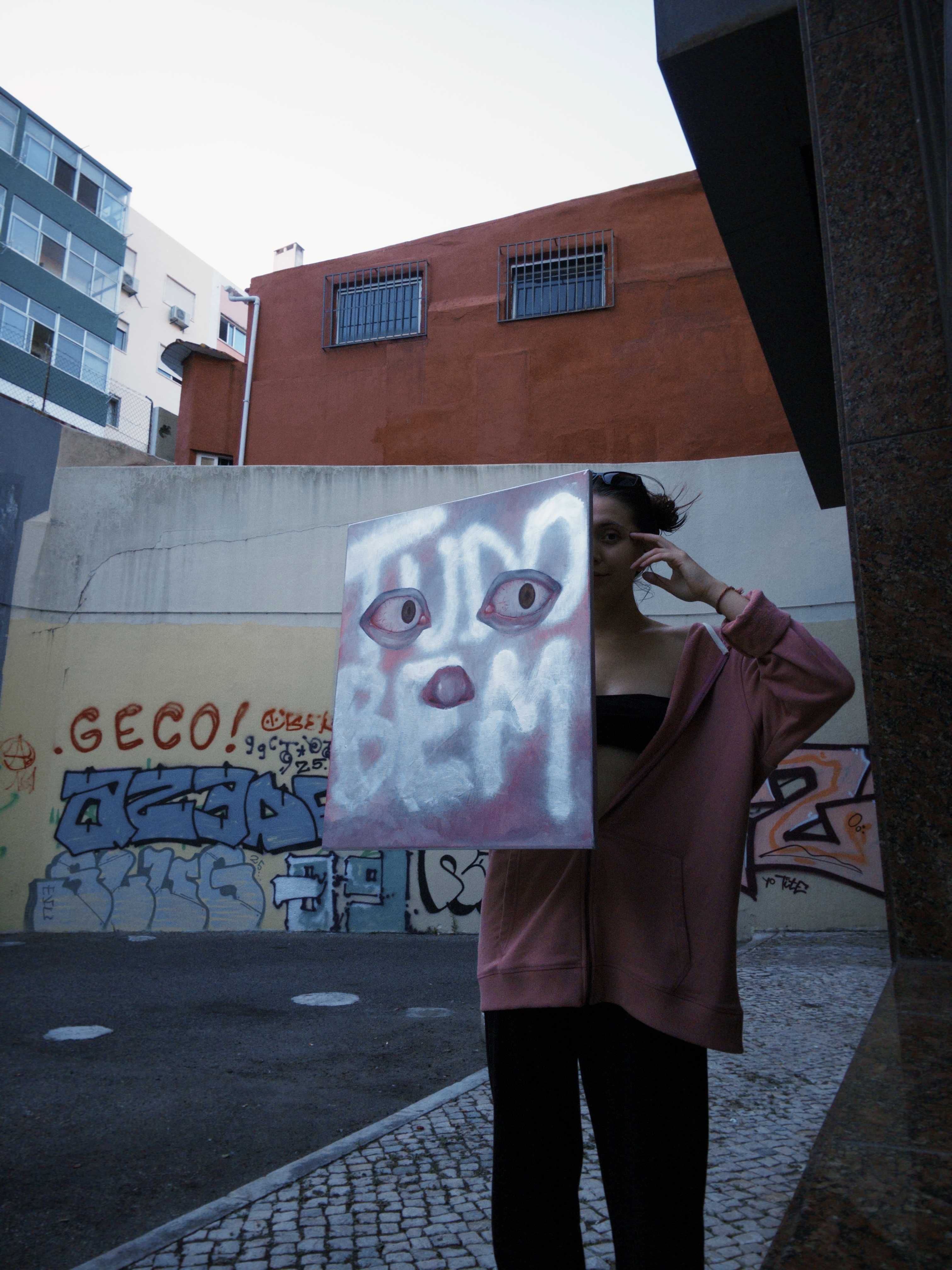 Obra de Arte Original – “Tudo Bem” – Óleo e Spray sobre Tela