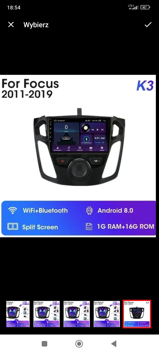 Radio android z ramką focus mk3