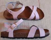 Nowe skórzane różowe sandały "jezuski" Ullami, rozmiar 40