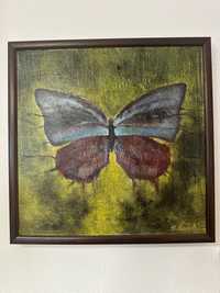 Obraz motyl płotno malowany farba olejna