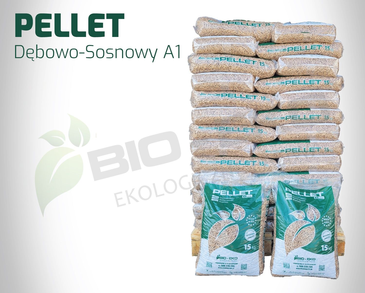 Pellet Pelet Dębowo- Sosnowy Sosnowy Bio-Eko 6mm drzewny pakowany 15kg