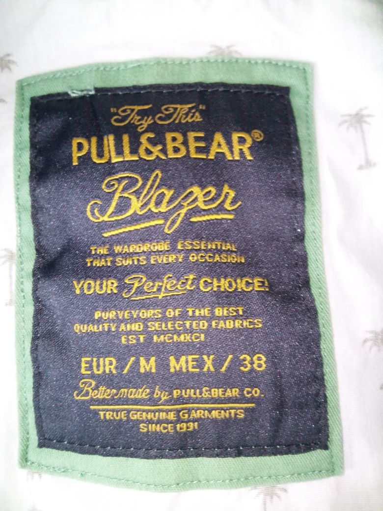 Marynarka męska Pull&Bear zielona bawełna M