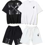 OFF-white комлпект летний футболка шорты трикотажные мужские оверсайз