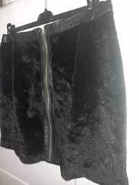 Czarna mini spódniczka piękna .futerko .zamek xl 42