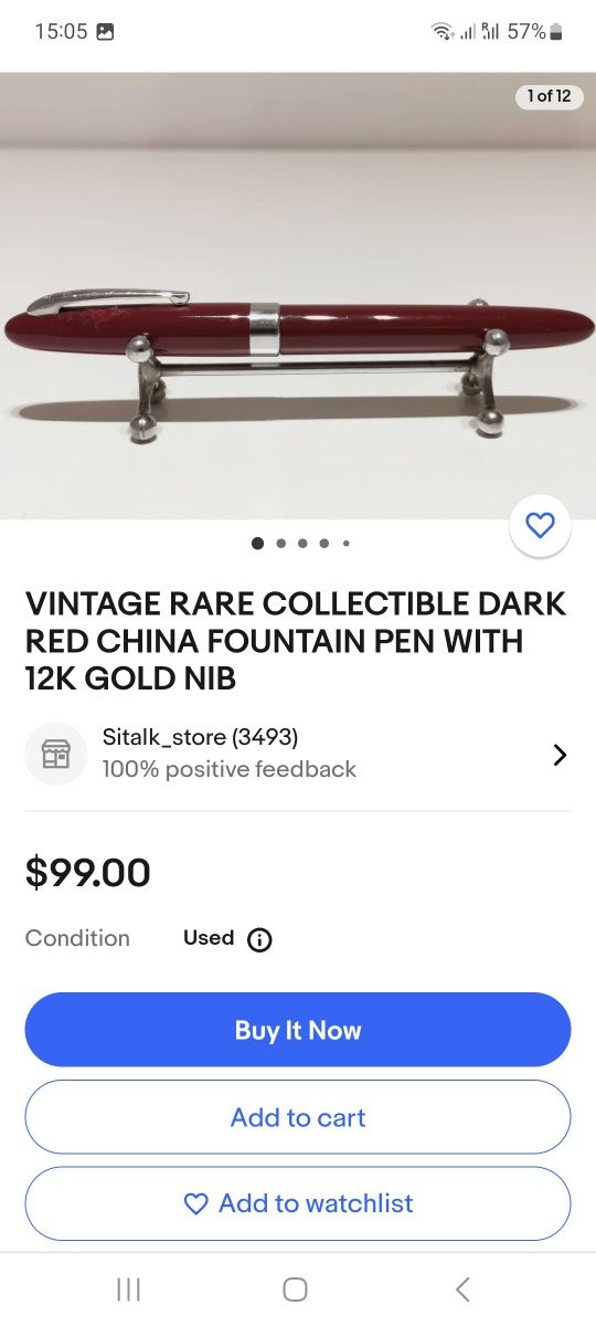 Чорнильна ручка з золотим пером.Fountain pen