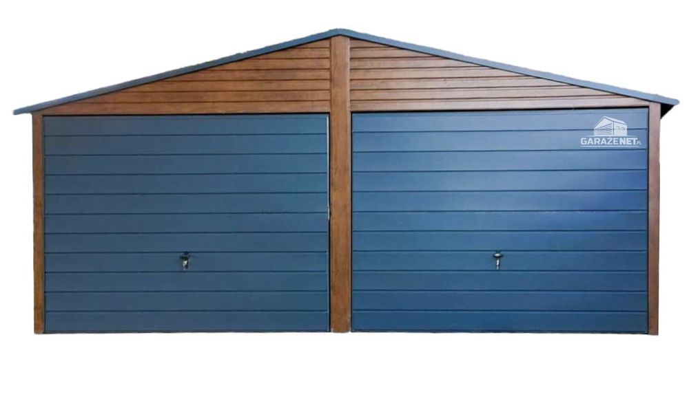 GARAŻ BLASZANY 6m x 5,5m 2x Brama Okno Drewnopodobny Antracyt GB292