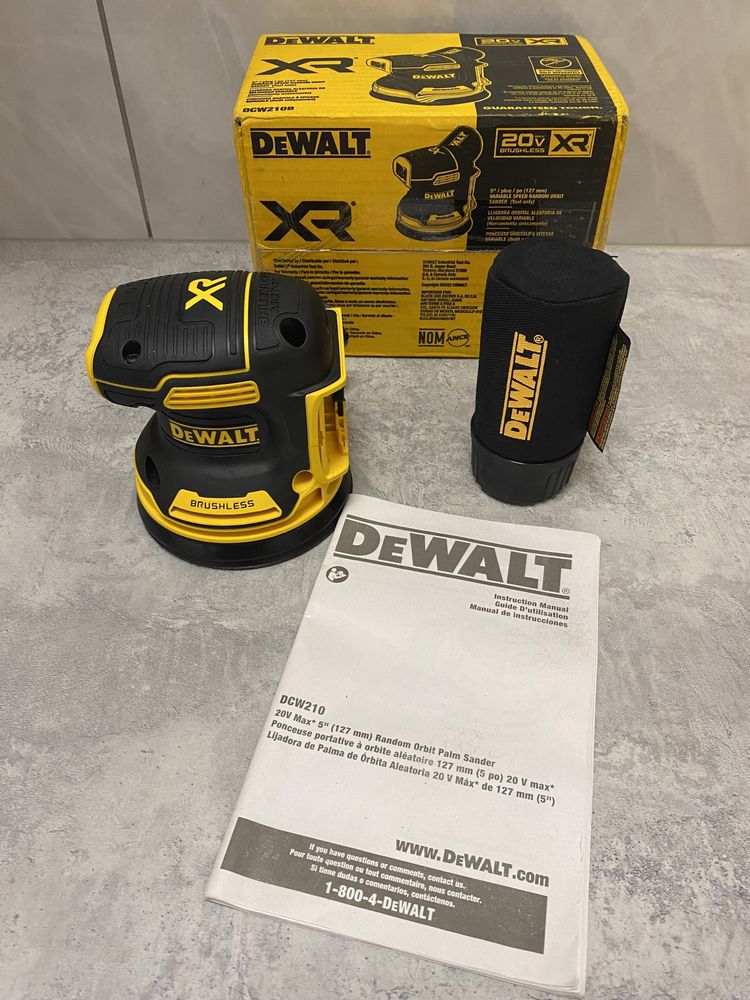 DeWALT DCW210 20V  безщіткова ексцентрикова шліфмашинка Made in Mexico