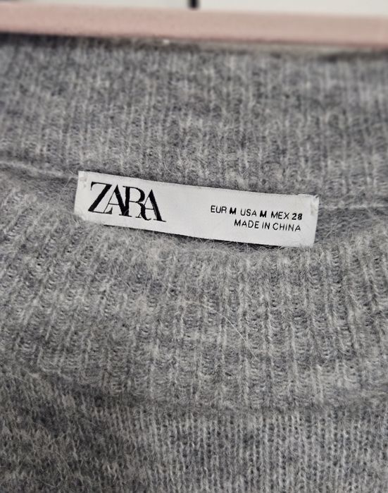 Szary sweter Zara wełna alpaka
