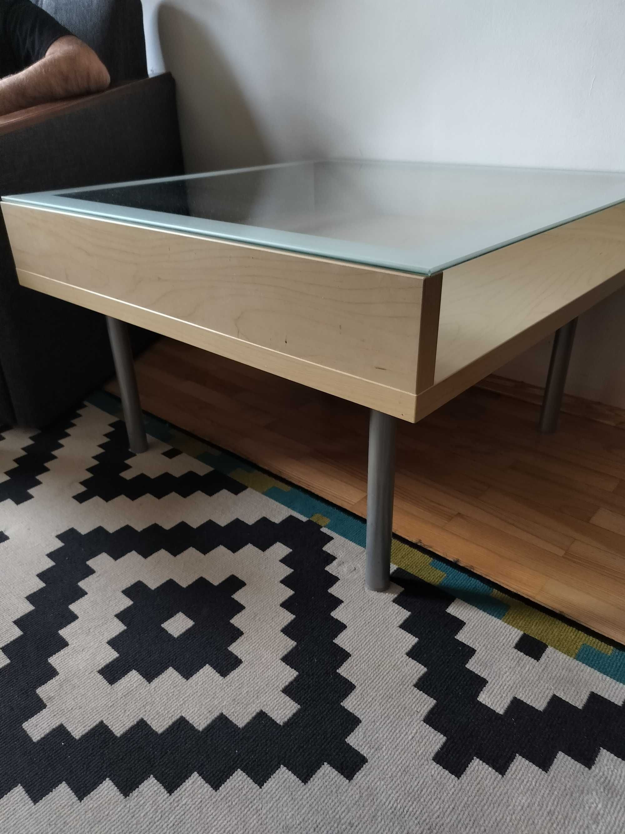 Komplet mebli IKEA - stolik kawowy, biurko z szafką - kolor brzoza