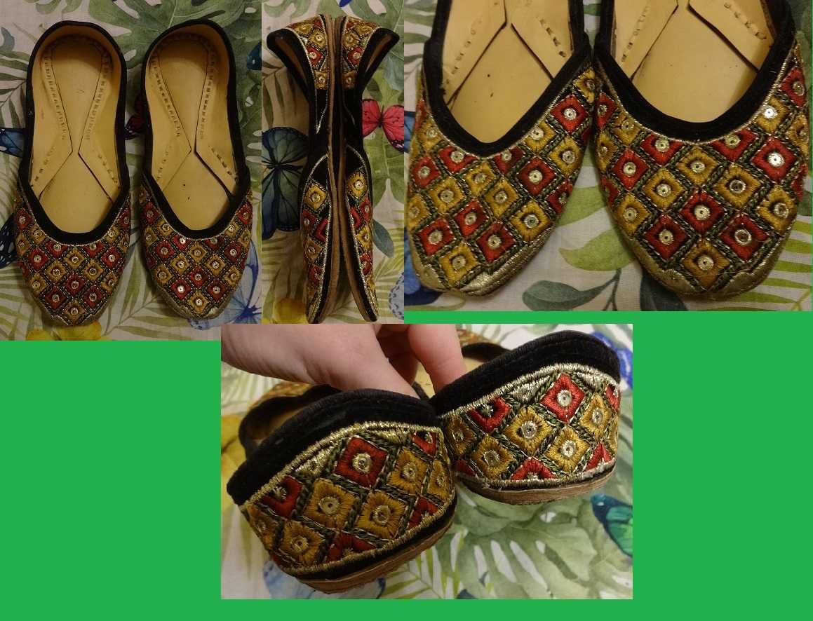 Туфлі капці народні казахські шкіряні з вишивкою