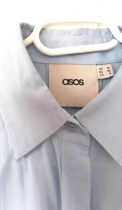 Satynowa koszula Asos błękit satyna oversize baby blue 34 xs 36 s 38 m