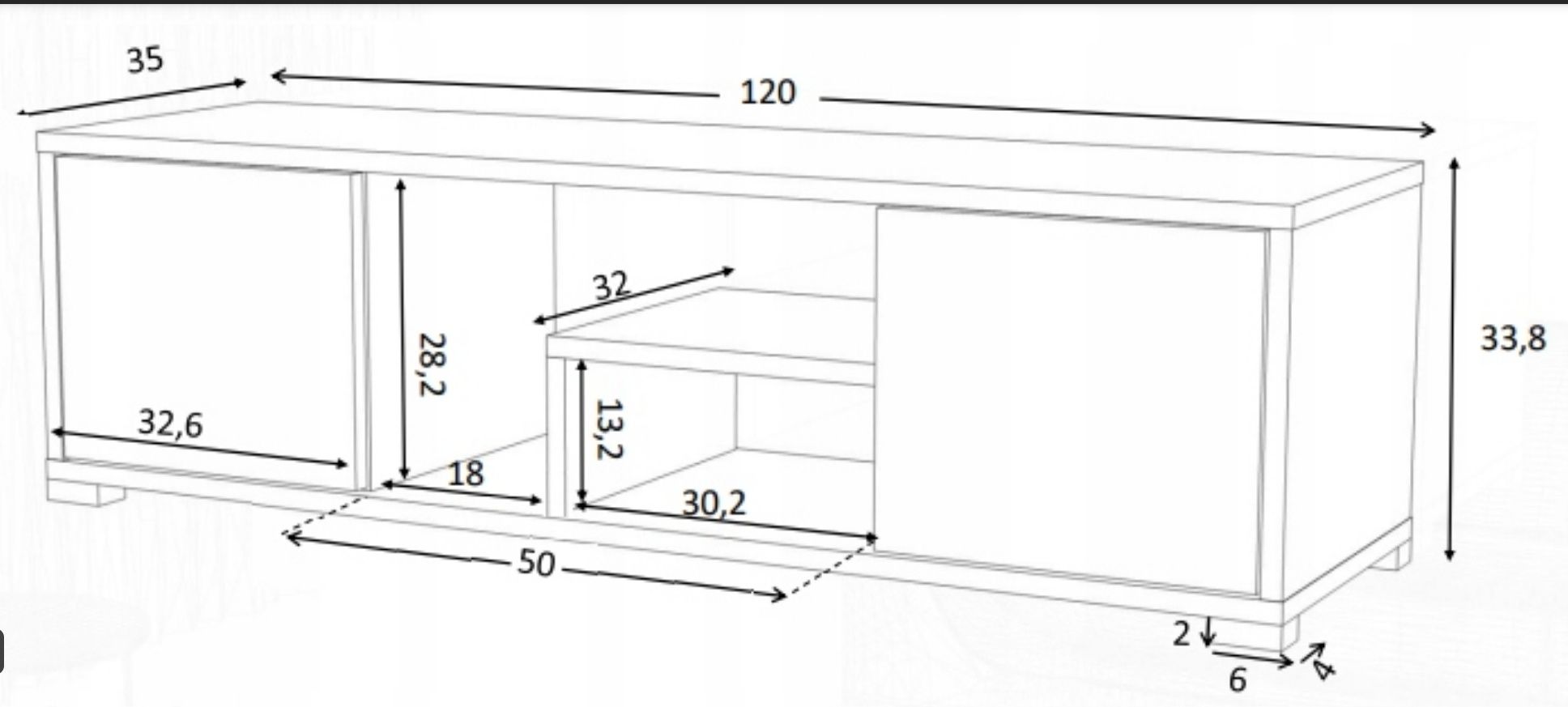 Szafka RTV stojąca MTM 120 cm x 33,8 cm x 35 cm