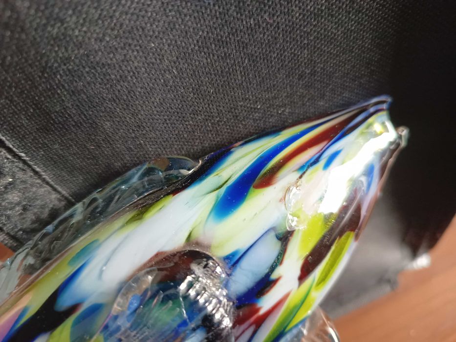 Szklana ryba kolorowe szkło z PRL 30cm