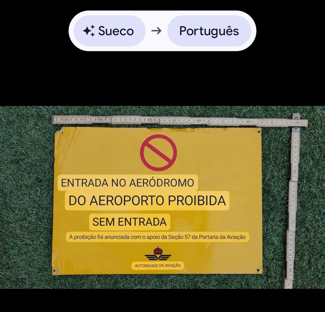 Placa Entrada Aeródromo Proibida Vintage