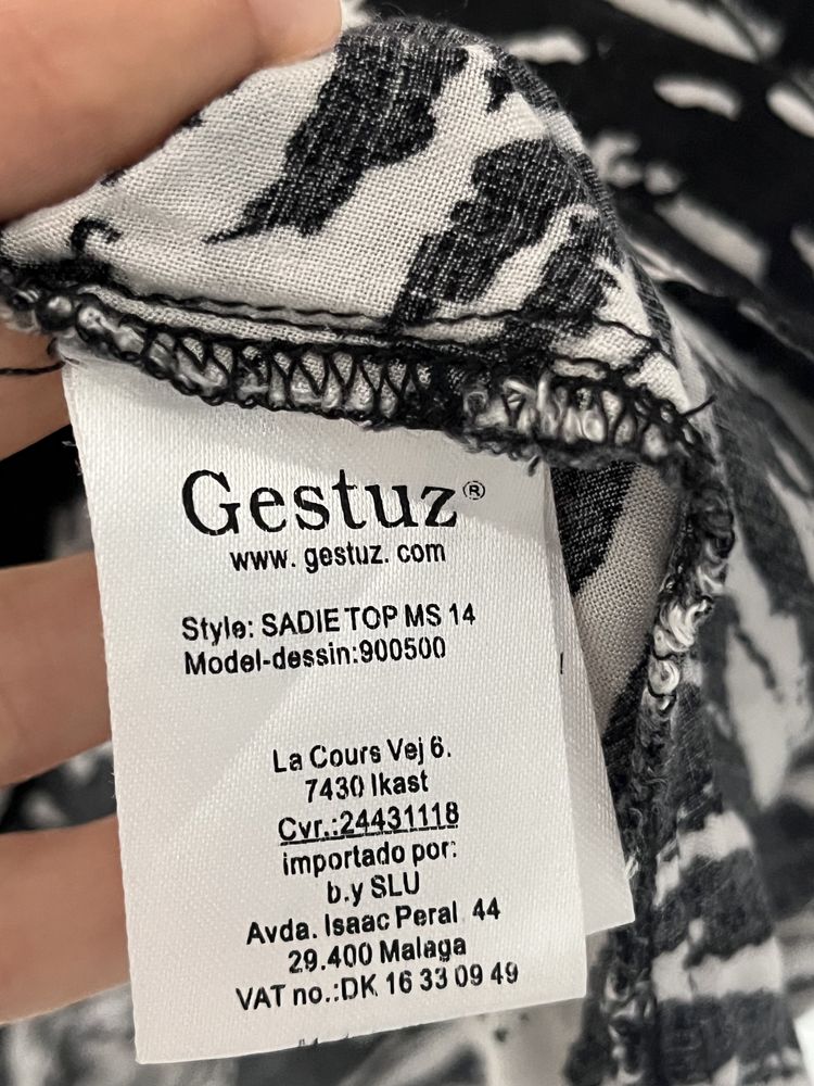 Gestuz 40 L letnia bluzka koszulka bez rękawów w zebrę