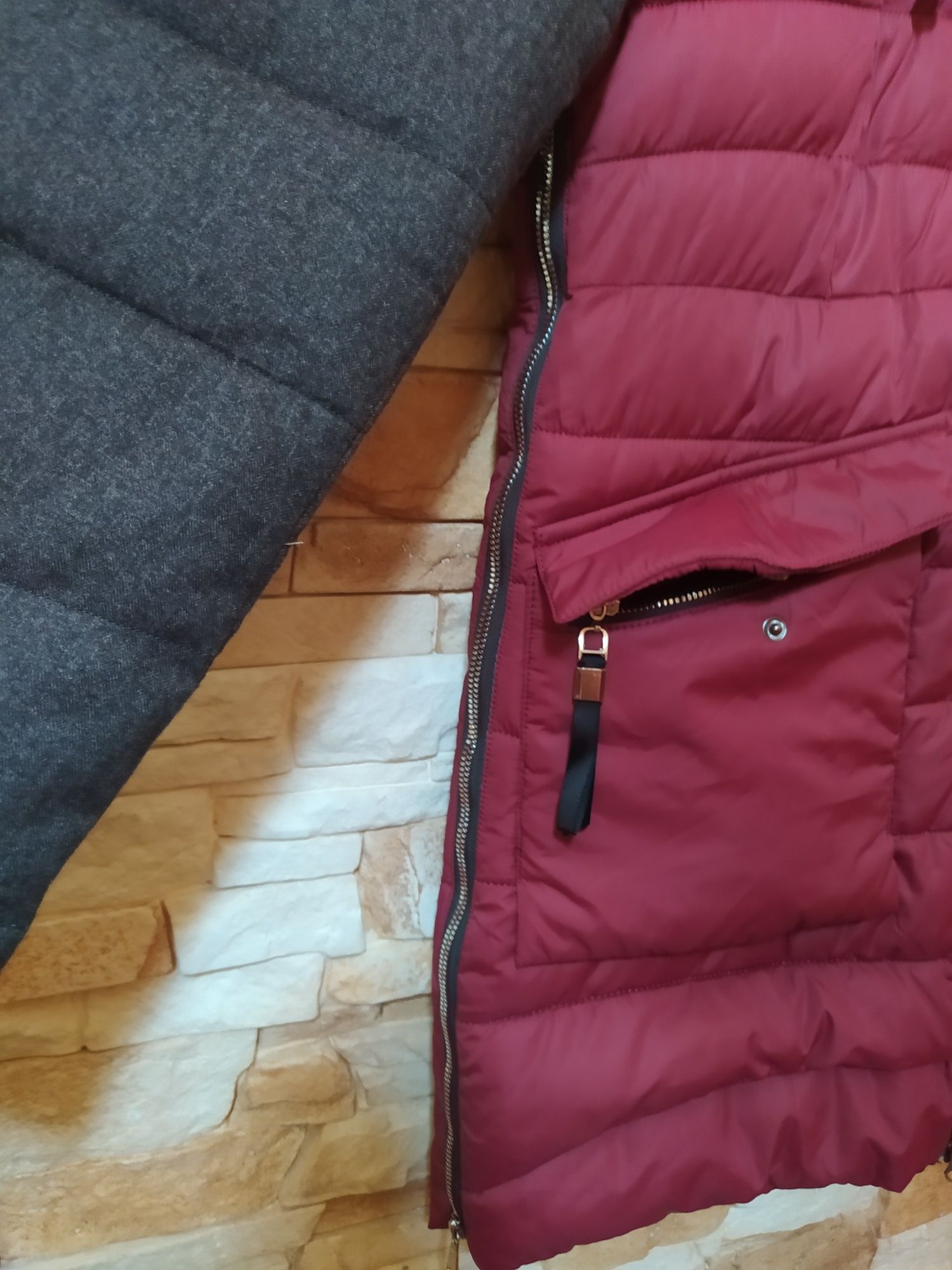 Bordowy płaszczyk kurtka jesień 36