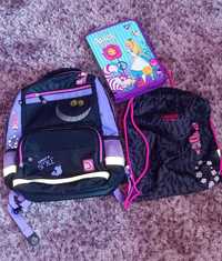 Рюкзак чорний для дівчинки YES S-50 Alice 18 л + сумка для перезувного