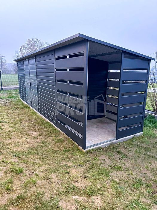 Schowek domek ogrodowy 6x2m wiata 1,5m Brama dwuskrzydłowa  GP452