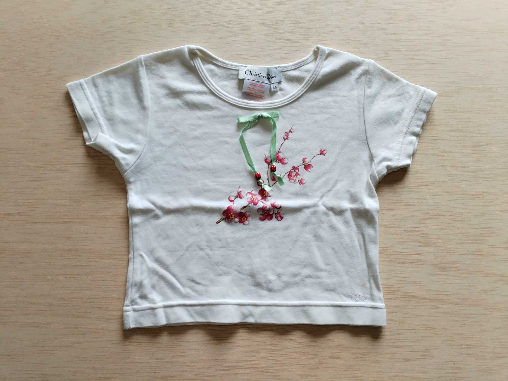 T-shirt branca com motivo floral, de menina, 6 anos, Christian Dior