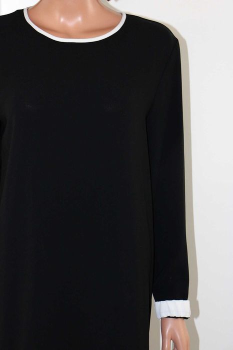 MARC CAIN elegancka sukienka czarna wizytowa długi rękaw 36/38 S/M N3