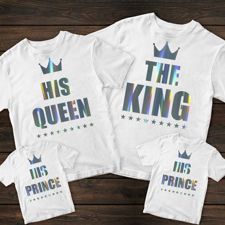 Family Look. Сімейні футболки бавовна з принтом Queen King Prince