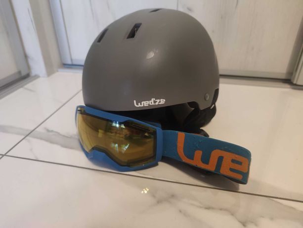 Kask narciarski i gogle Wedze, Decathlon, narty, łyżwy, snowboard.