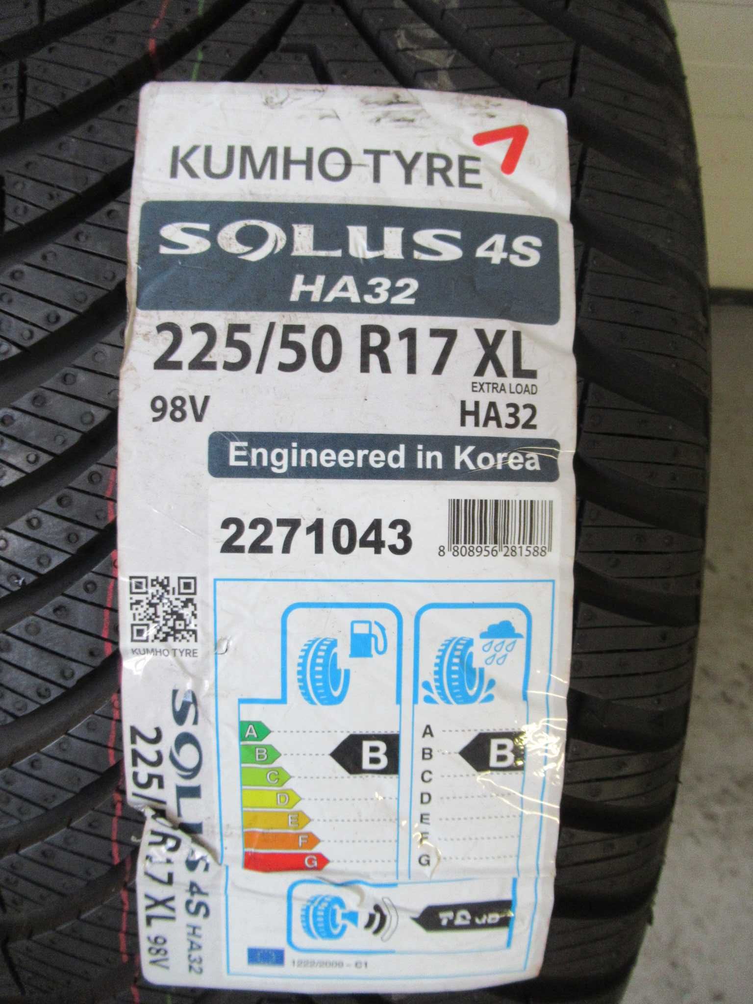 opony całoroczne 225/50/17 Kumho Solus 4S HA32 XL 98V nowe